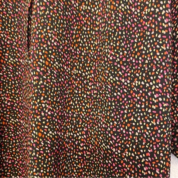 J crew Lightweight colorful black micro print semi sheer short sleeve blouse -M - Picture 9 of 13